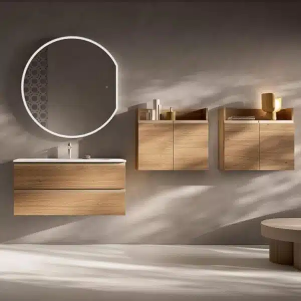 Mobile Bagno Compab IPE IP08 - Dettaglio finitura materica legno, alta qualità, resistenza all'umidità