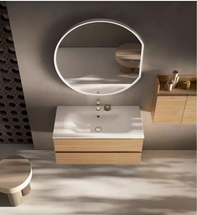 Mobile Bagno Compab IPE IP08 - Frontale, design moderno personalizzabile, finitura legno chiaro