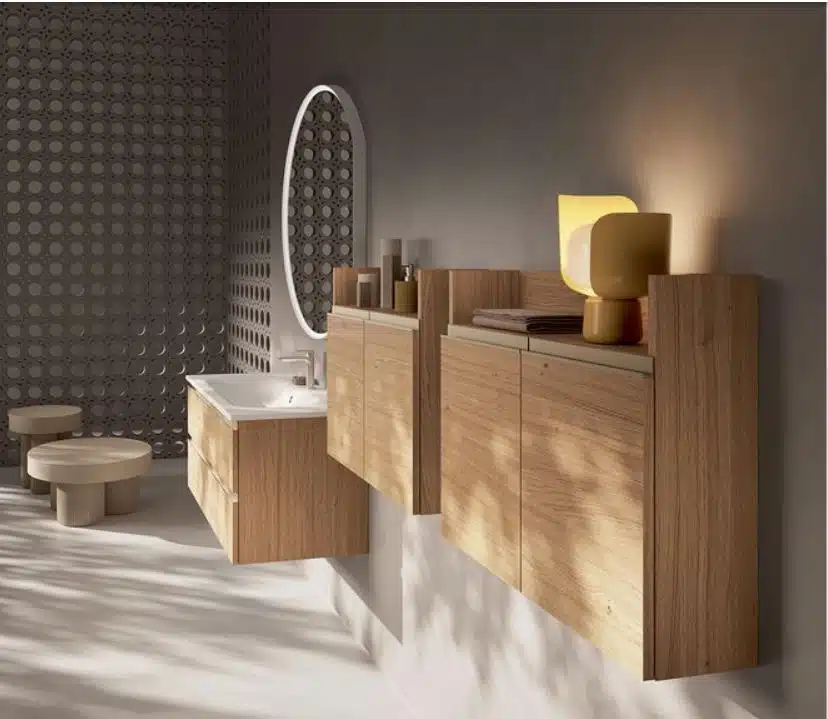 Mobile Bagno Compab IPE IP08 - Ambientazione bagno moderno, specchio retroilluminato, mobili sospesi