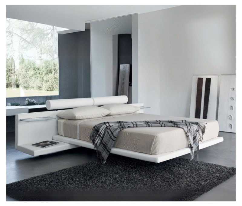 Jojoba - Letto matrimoniale moderno imbottito in tessuto o ecopelle