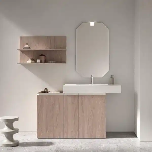 Mobile Bagno COMPAB BK11 - design moderno componibile, vista frontale in ambiente bagno
