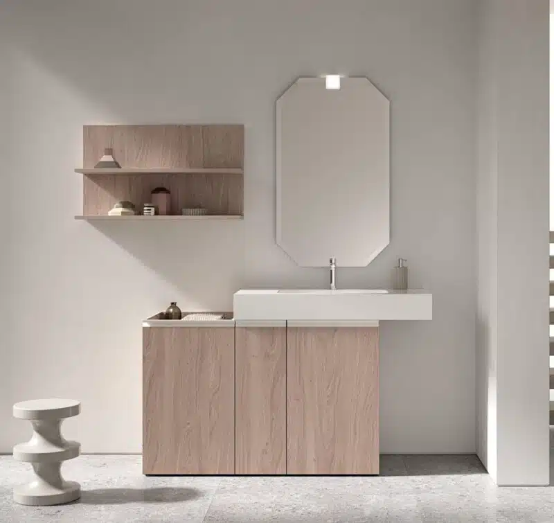 Mobile Bagno COMPAB BK11 - design moderno componibile, vista frontale in ambiente bagno