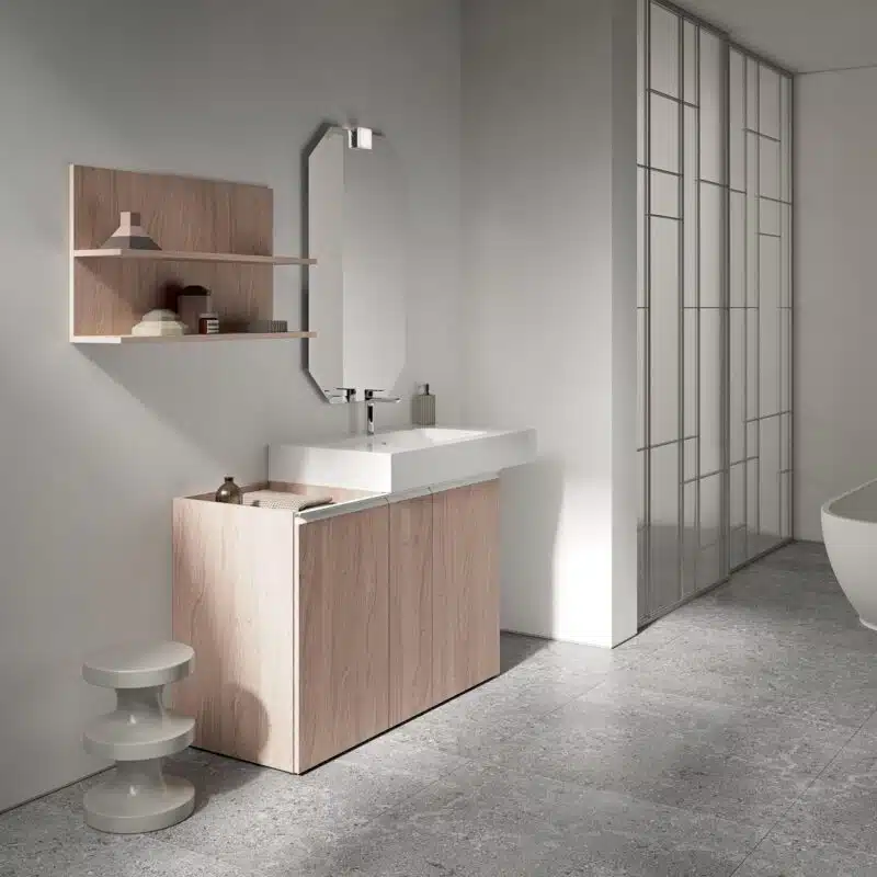 COMPAB BK11 Mobile Bagno - lavabo integrato e top in finitura marmo, dettaglio design
