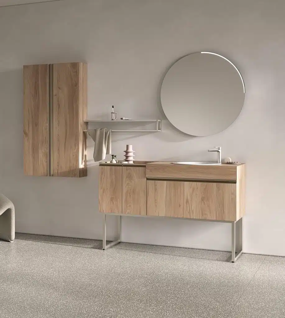 Mobile Bagno COMPAB BK13 moderno, design pulito, vista frontale. Arredo bagno personalizzabile.