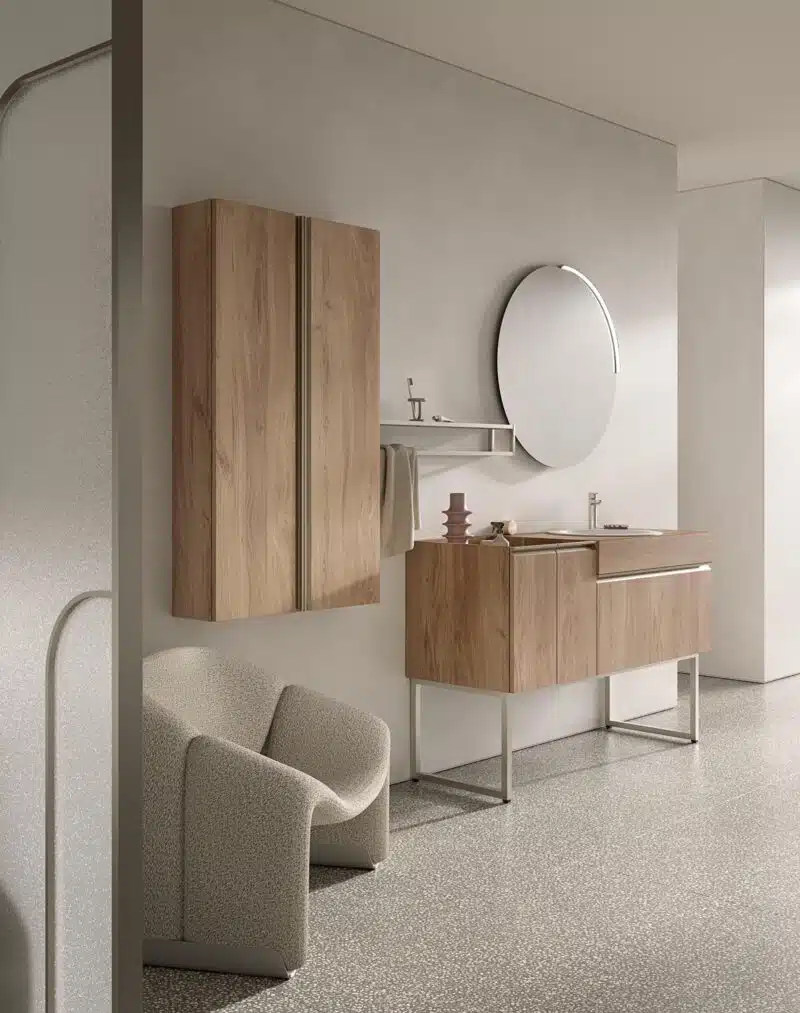 COMPAB BK13: mobile bagno sospeso con lavabo integrato, finitura opaca. Arredamento design.