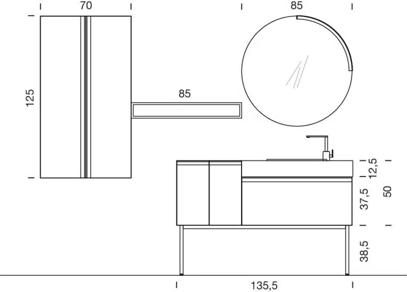 Mobile Bagno COMPAB BK13 con pensili coordinati, finiture personalizzabili. Soluzioni complete bagno.