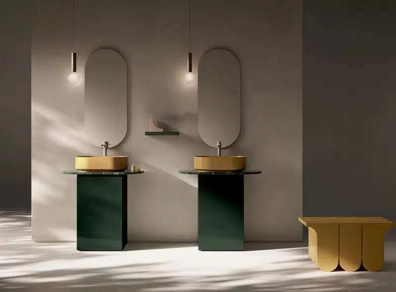 Compab IPE IP03 Lino Lucido - dettaglio finitura, superficie lucida, texture design bagno