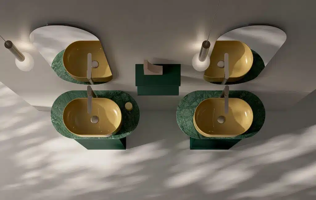 Mobile Bagno Compab IPE IP03 Lino Lucido - vista frontale, design moderno, lavabo integrato