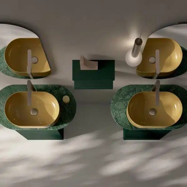 Mobile Bagno Compab IPE IP03 Lino Lucido - vista frontale, design moderno, lavabo integrato