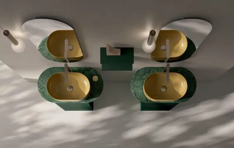 Mobile Bagno Compab IPE IP03 Lino Lucido - vista frontale, design moderno, lavabo integrato