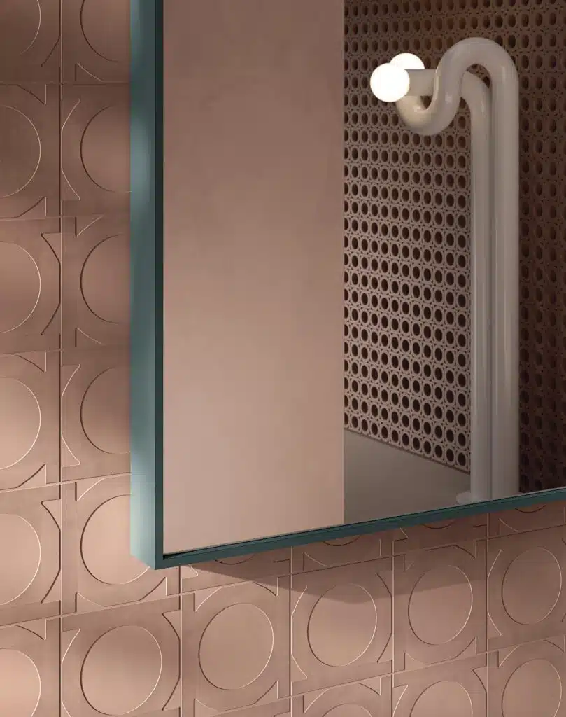 Dettaglio materiale Compab IP17 - texture gres effetto cemento, ante cassetti, design italiano