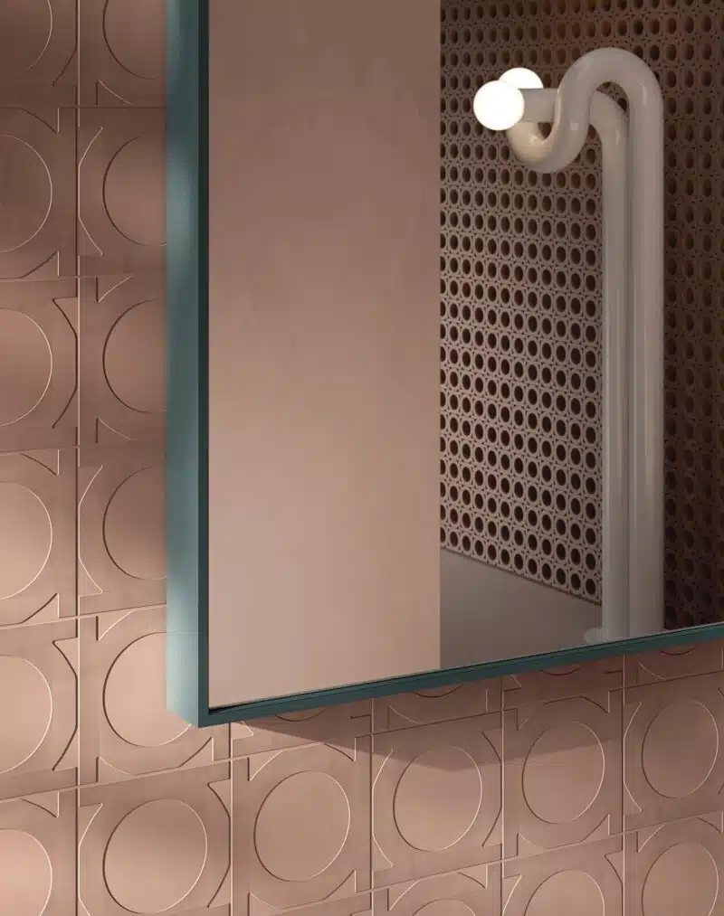 Dettaglio materiale Compab IP17 - texture gres effetto cemento, ante cassetti, design italiano
