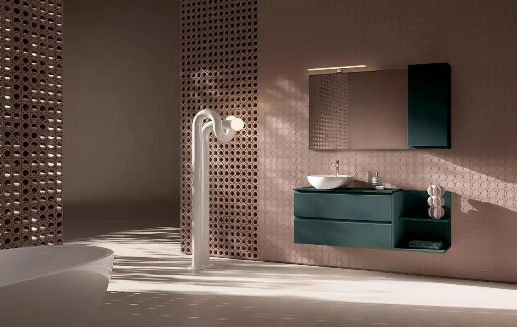 Interno cassetto mobile bagno Compab IPE IP17 - organizzazione interna, finitura grigio opaco