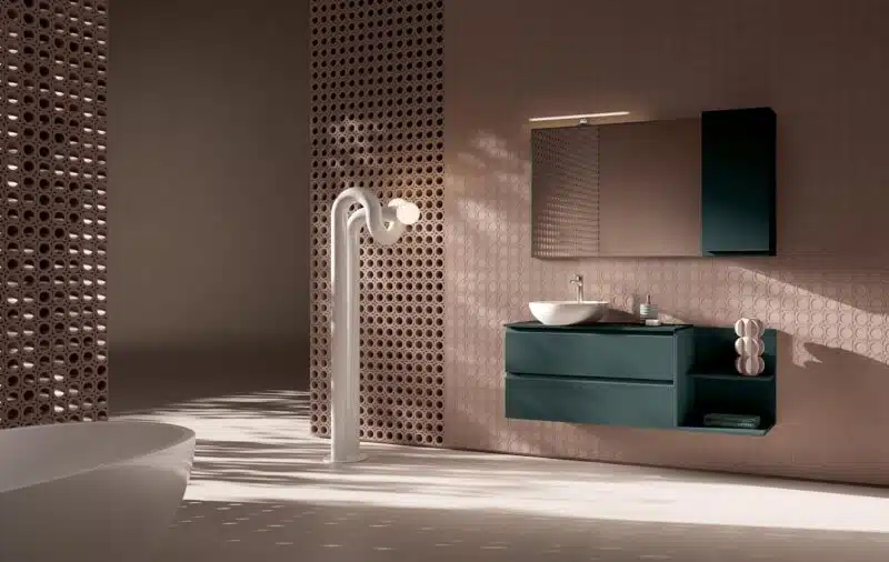 Interno cassetto mobile bagno Compab IPE IP17 - organizzazione interna, finitura grigio opaco