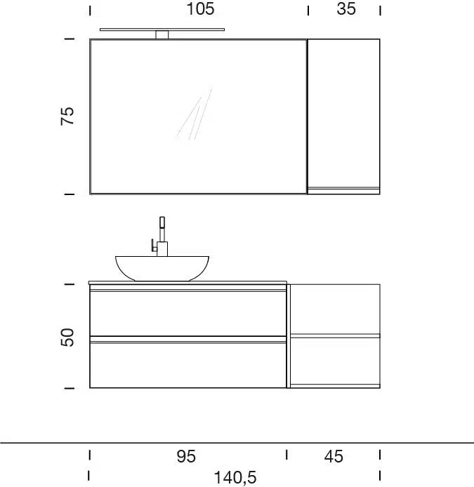 Mobile bagno moderno Compab IP17 - ambientazione completa, arredo bagno di design, illuminazione integrata
