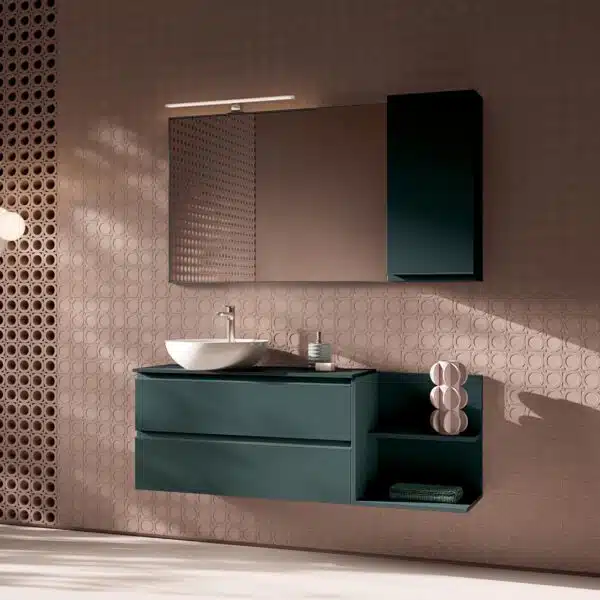 Mobile bagno moderno Compab IPE IP17 - vista frontale, doppio lavabo integrato, finitura gres