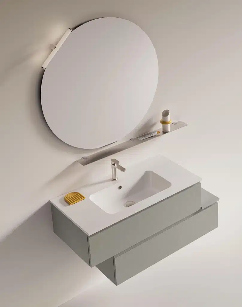 Mobile Bagno COMPAB MINI-MO MM02: vista frontale, design moderno compatto, lavabo integrato