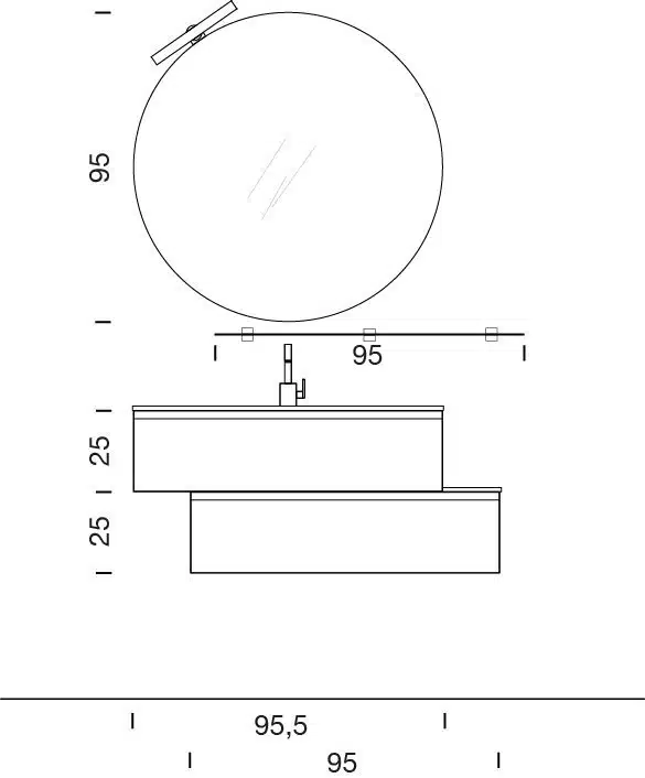 COMPAB MINI-MO MM02: vista laterale, mobile bagno sospeso, finitura legno chiaro, design minimalista