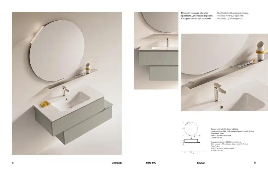 Mobile Bagno COMPAB MINI-MO MM02: ambientazione, bagno moderno piccolo, arredo essenziale e funzionale