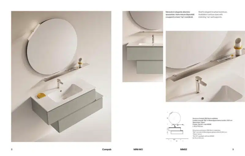 Mobile Bagno COMPAB MINI-MO MM02: ambientazione, bagno moderno piccolo, arredo essenziale e funzionale