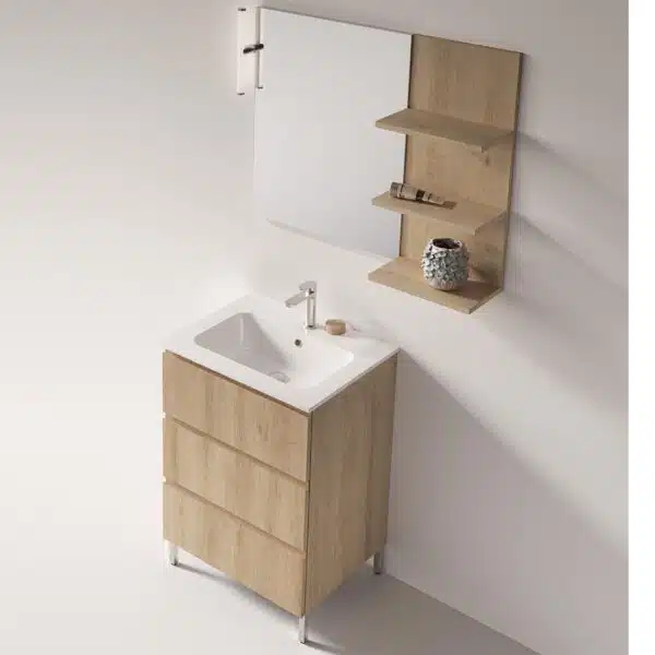 Mobile Bagno Compab MM03 - design moderno compatto, vista frontale su lavabo integrato e cassetti.
