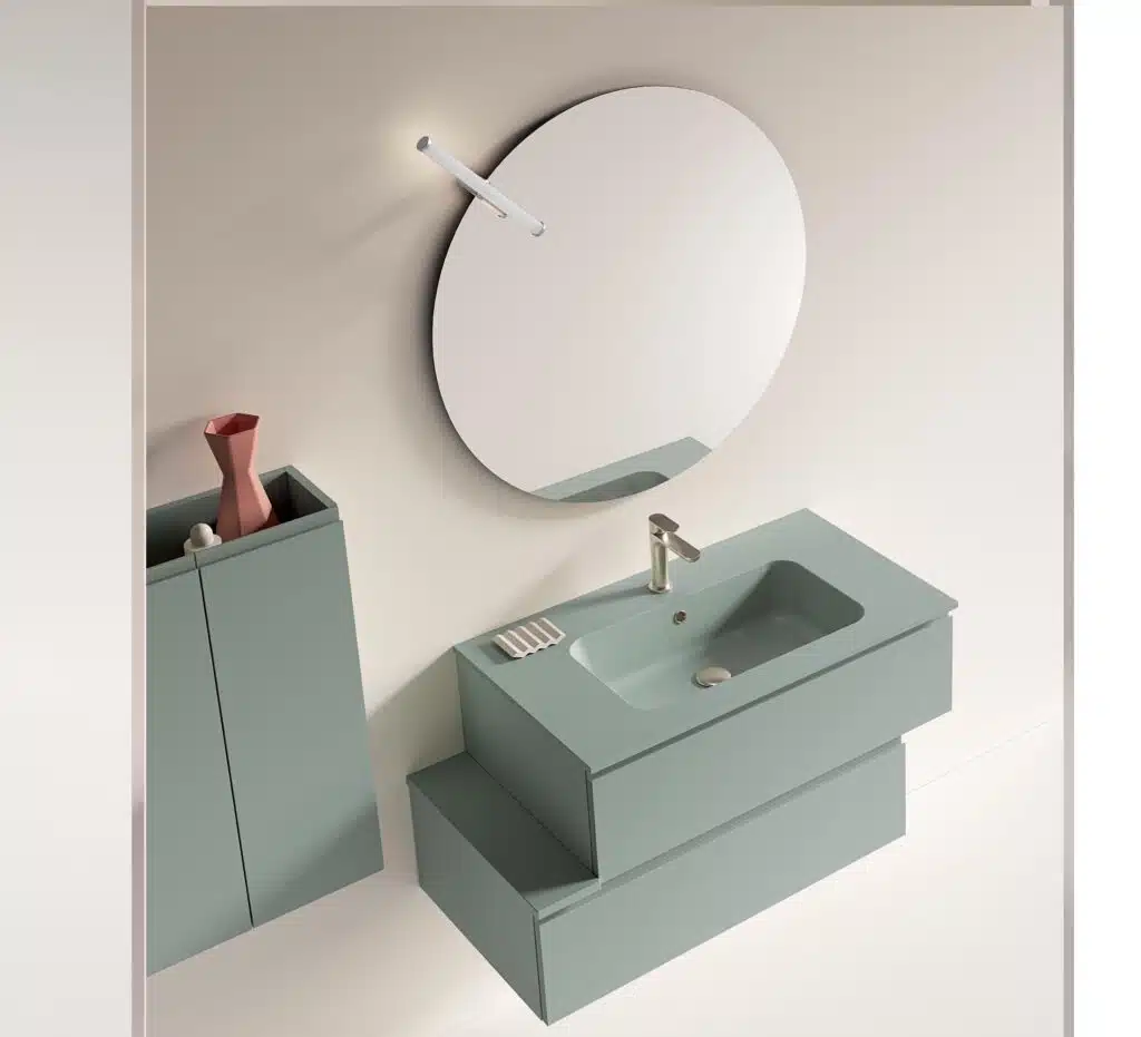Mobile Bagno COMPAB MM06 sospeso, design moderno compatto, frontale completo
