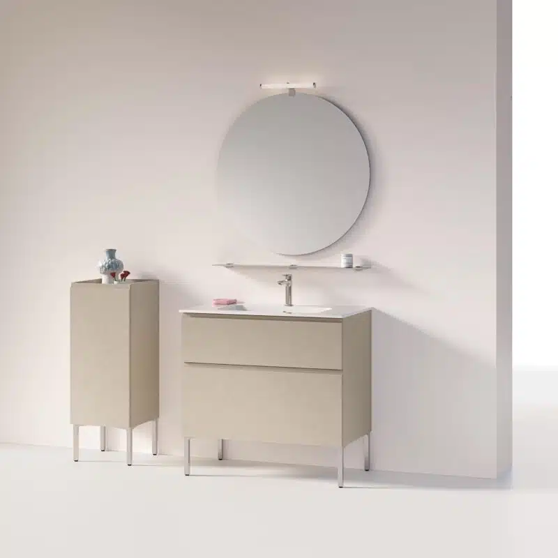 Mobile Bagno COMPAB MM07 Mini-mo Bone – dettaglio lavabo integrato, finitura opaca, design minimal