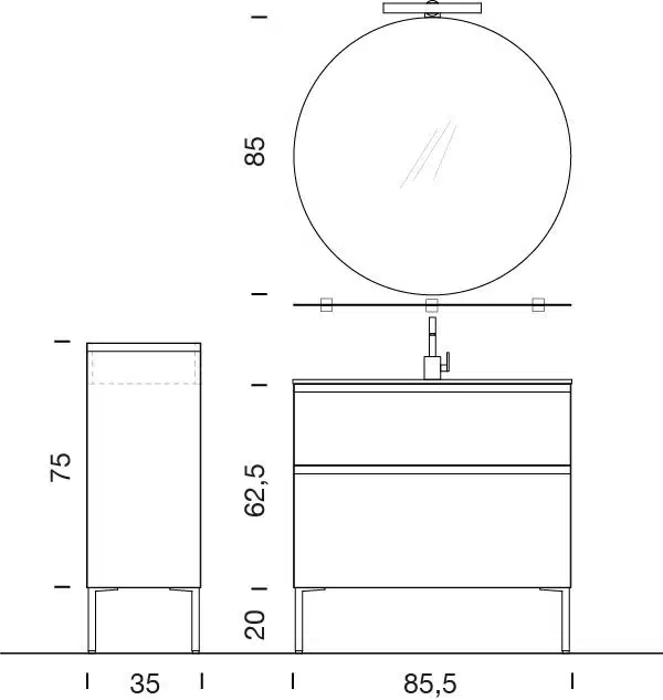 Mobile Bagno COMPAB MM07 Mini-mo Bone – dettaglio texture Bone, finitura materica, design elegante