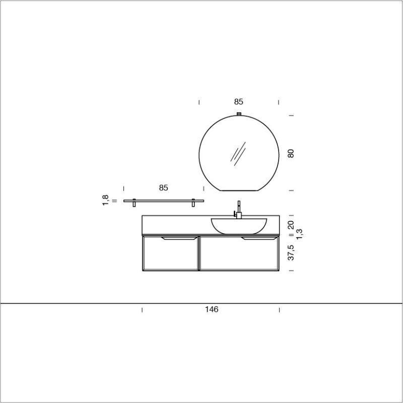 Mobile Bagno Tabula Compab TB04 Rovere - Personalizzabile - immagine 8