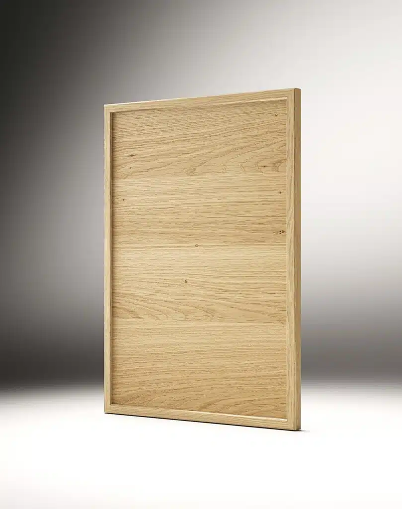 Pannello per mobile bagno moderno rovere naturale con venature a vista.