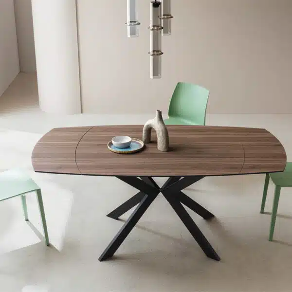 Tavolo Allungabile Girevole Leo La Primavera 120/180cm HPL Noce