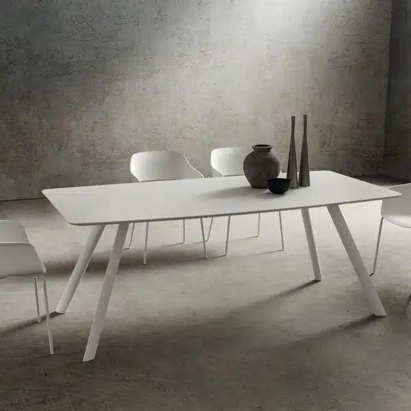 tavolo rotondo fisso nicola la primavera laminam bianco