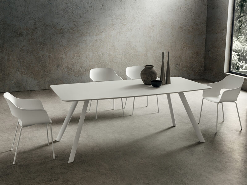 tavolo rotondo fisso nicola la primavera laminam bianco
