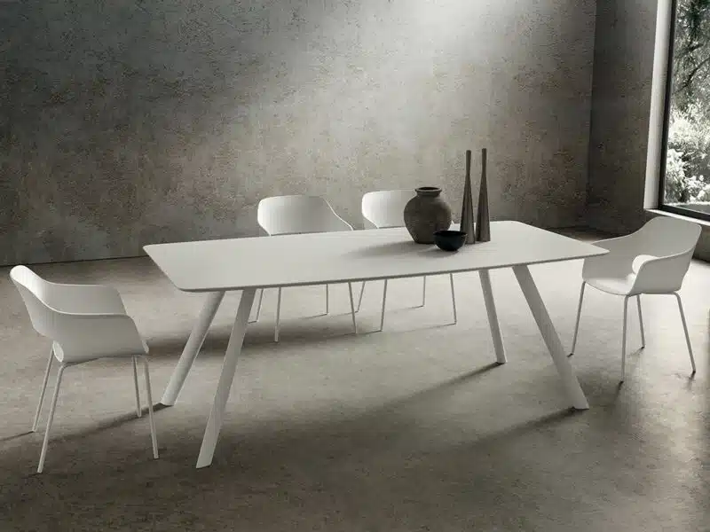 tavolo rotondo fisso nicola la primavera laminam bianco