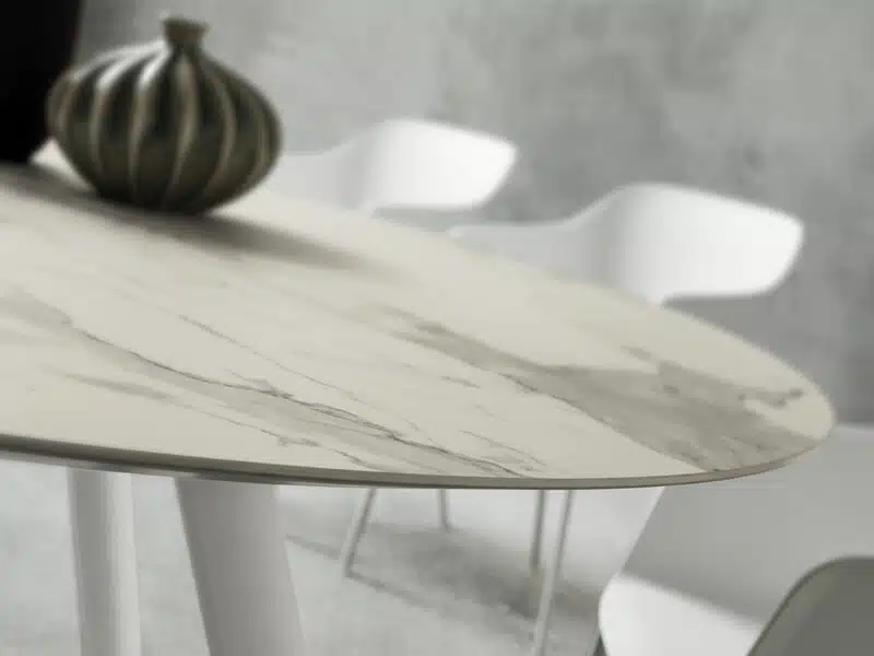 avolo fisso rotondo Nicola La Primavera Ø130cm con top in HPL Nero Impero, seconda angolazione o dettaglio.