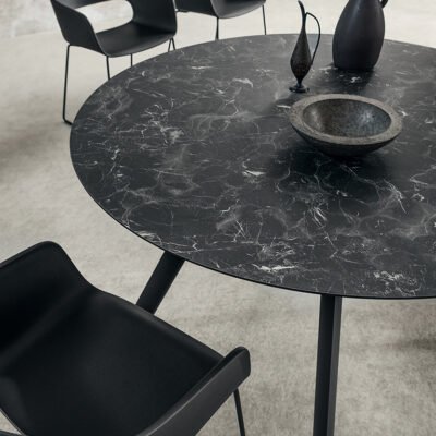 Tavolo Fisso Rotondo Nicola La Primavera Ø130cm HPL Nero Impero