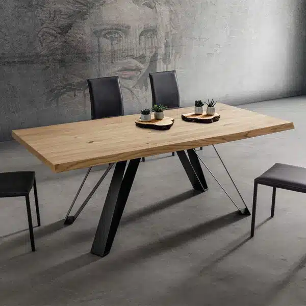 Tavolo Legno Massello Metallo Noah La Primavera - Design Industriale