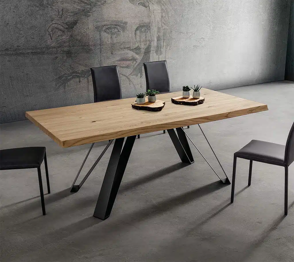 Tavolo Legno Massello Metallo Noah La Primavera - Design Industriale - foto 1