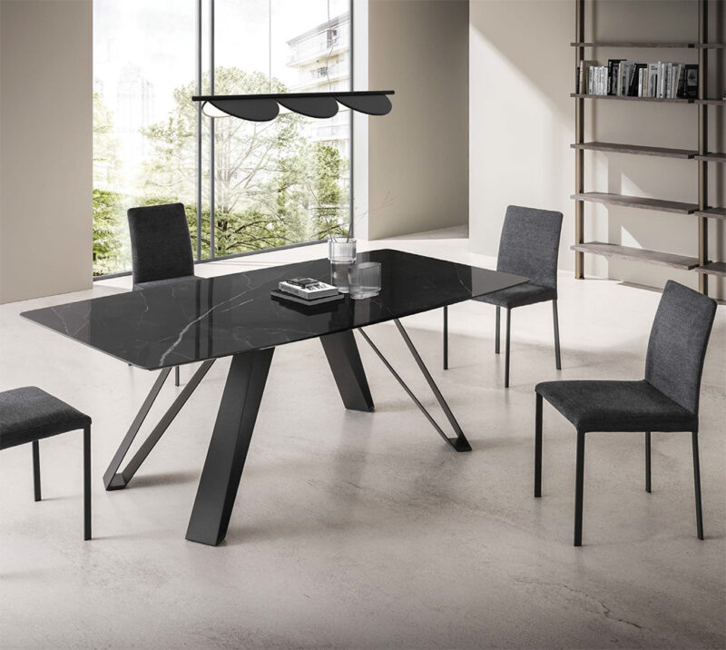 Tavolo in Laminam Effetto Marmo Nero Noah | La Primavera