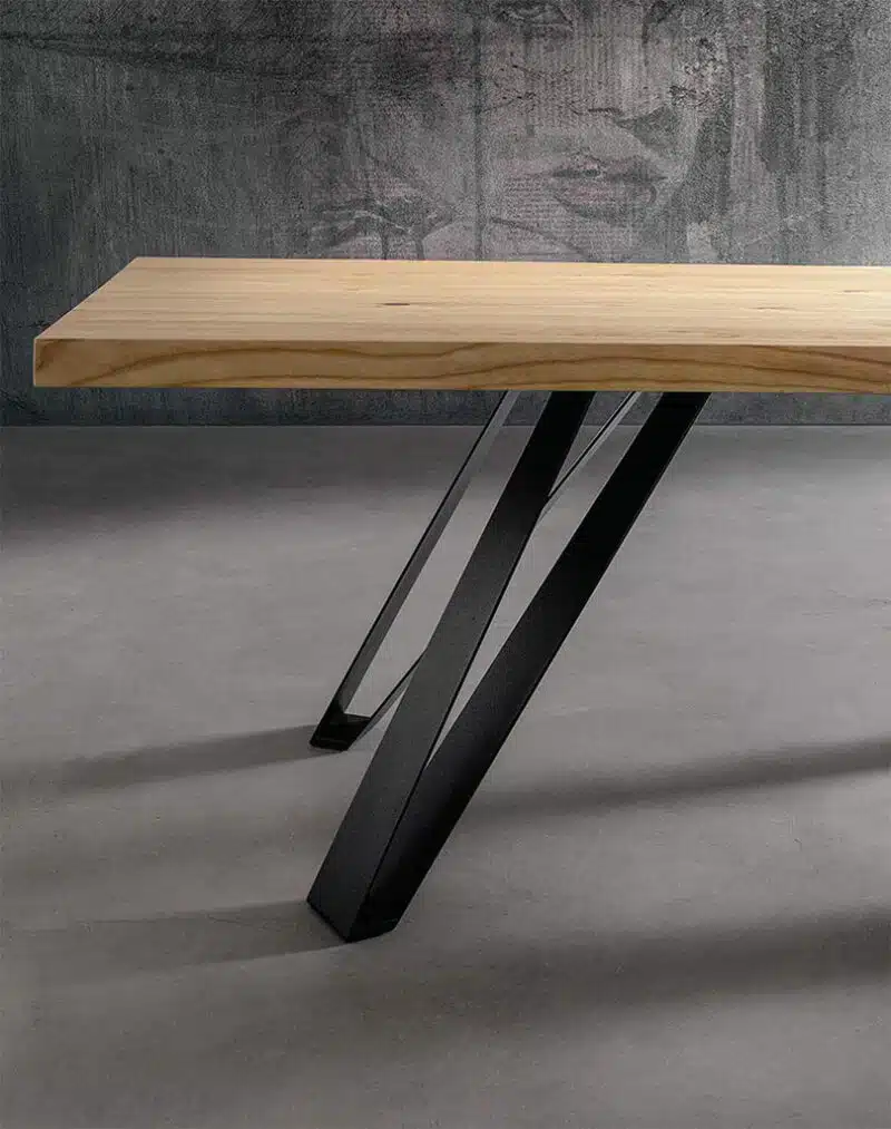 Tavolo Legno Massello Metallo Noah La Primavera - Design Industriale - foto 2