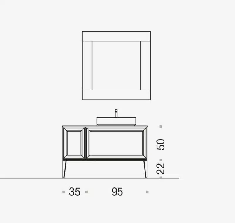 Mobile Bagno Arcom Opera 05B - ambientazione completa, arredo bagno elegante. Stile classico moderno, design italiano.