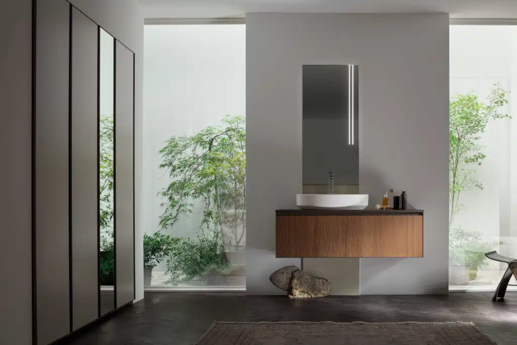 Mobile Bagno Arcom Shape 02 Borghese - lavabo integrato, finitura legno chiaro, design pulito