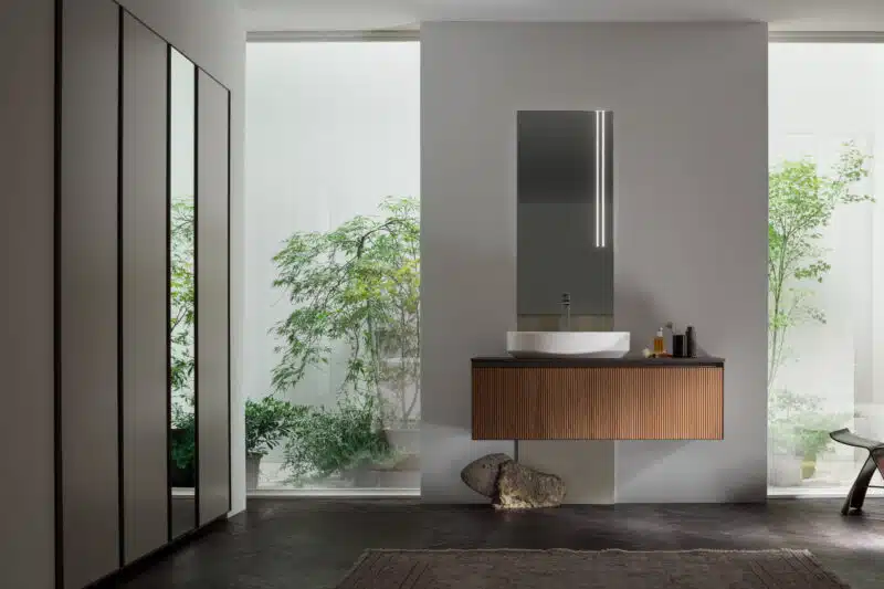 Mobile Bagno Arcom Shape 02 Borghese - lavabo integrato, finitura legno chiaro, design pulito
