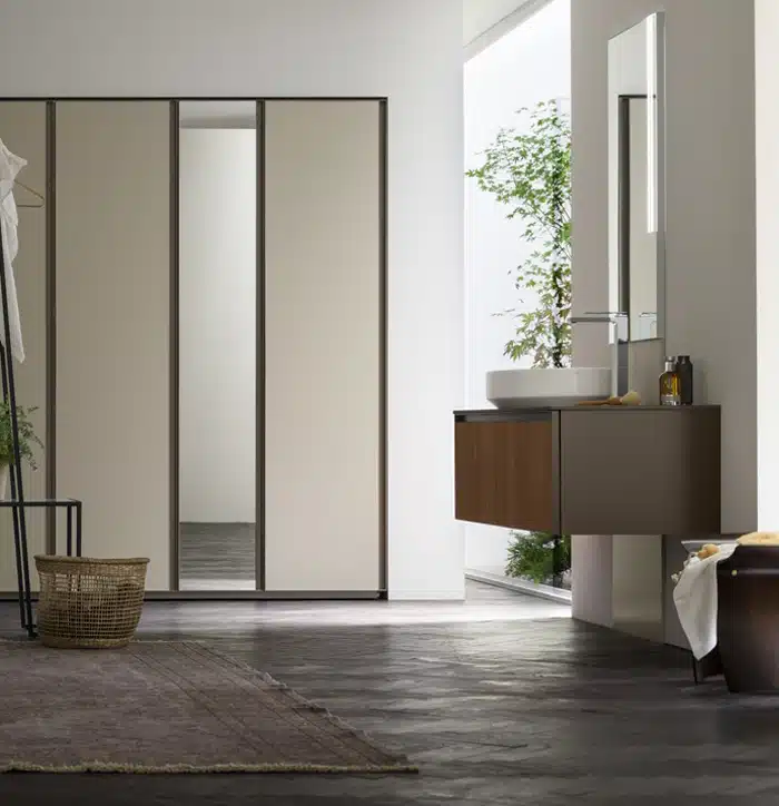Arcom Shape 02 Borghese INTERNO77 - dettaglio maniglia a gola, cassetto soft-close, design funzionale
