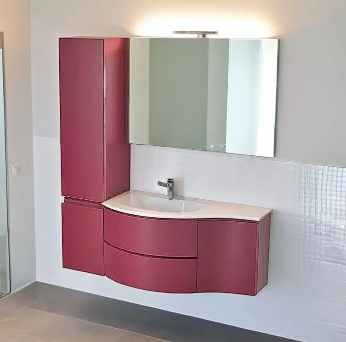 Mobile bagno curvo di design Soul W707 di Arcom in finitura Laccato Opaco.
