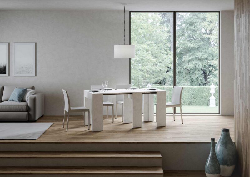 Consolle allungabile 78x47/299 cm Allin bianco spatolato allunghe interne - immagine 3
