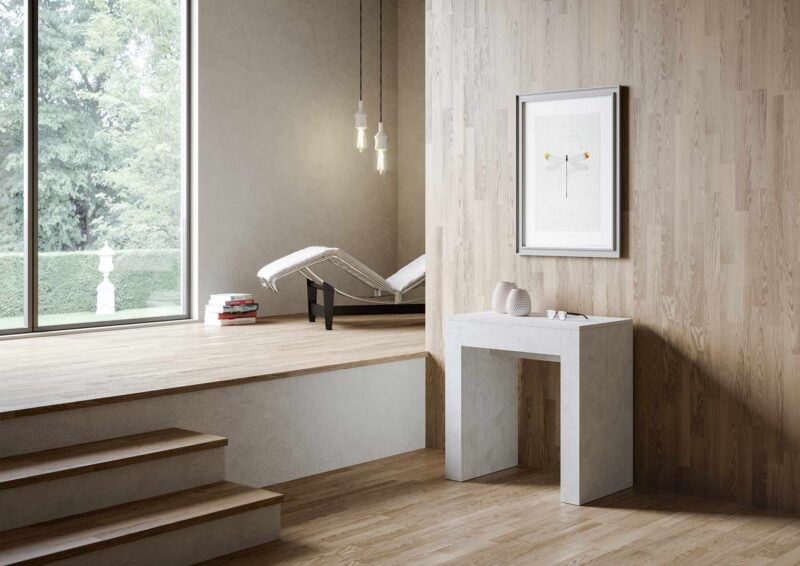 Consolle allungabile 78x47/299 cm Allin bianco spatolato allunghe interne - immagine 2