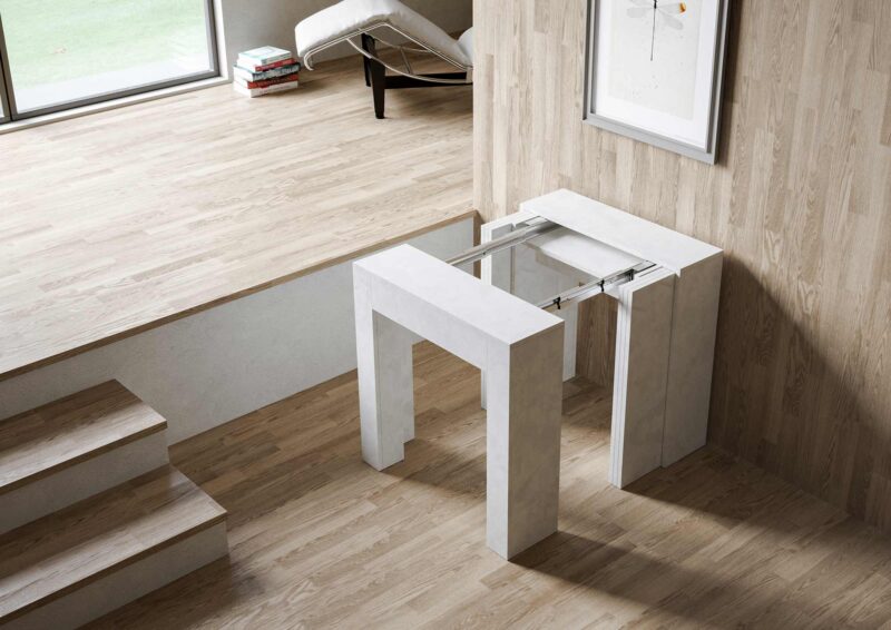 Consolle allungabile 78x47/299 cm Allin bianco spatolato allunghe interne - immagine 5