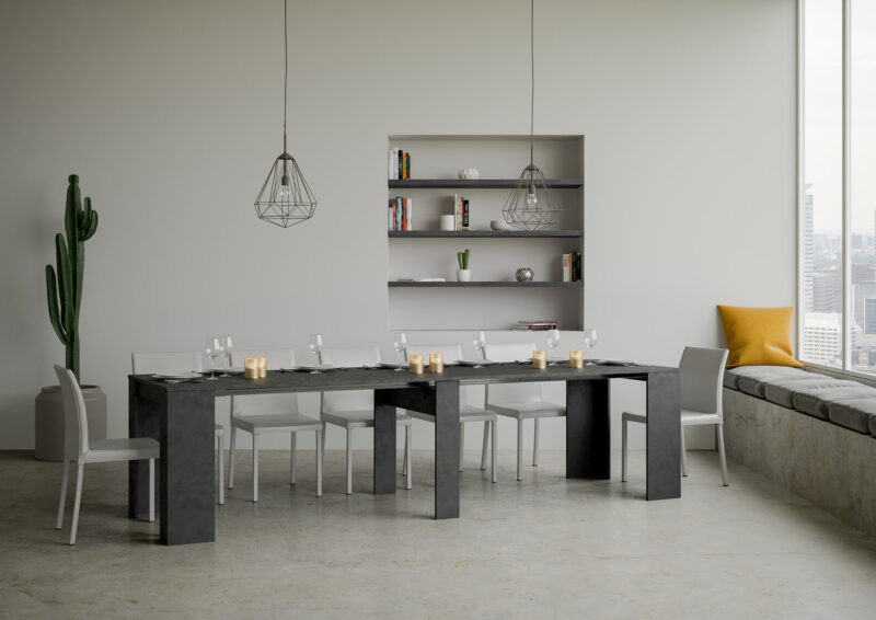 Consolle allungabile 90x48/308 cm Basic antracite spatolato - immagine 4