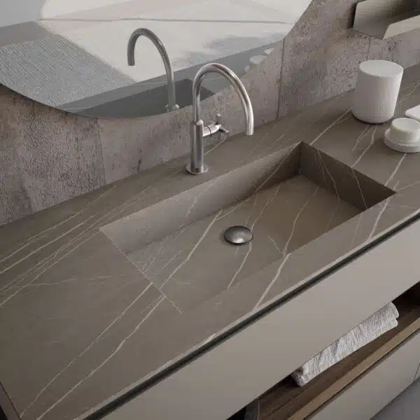 Mobile Bagno Gola Baxar M3 System - design moderno italiano, vista frontale, lavabo integrato, finitura opaca